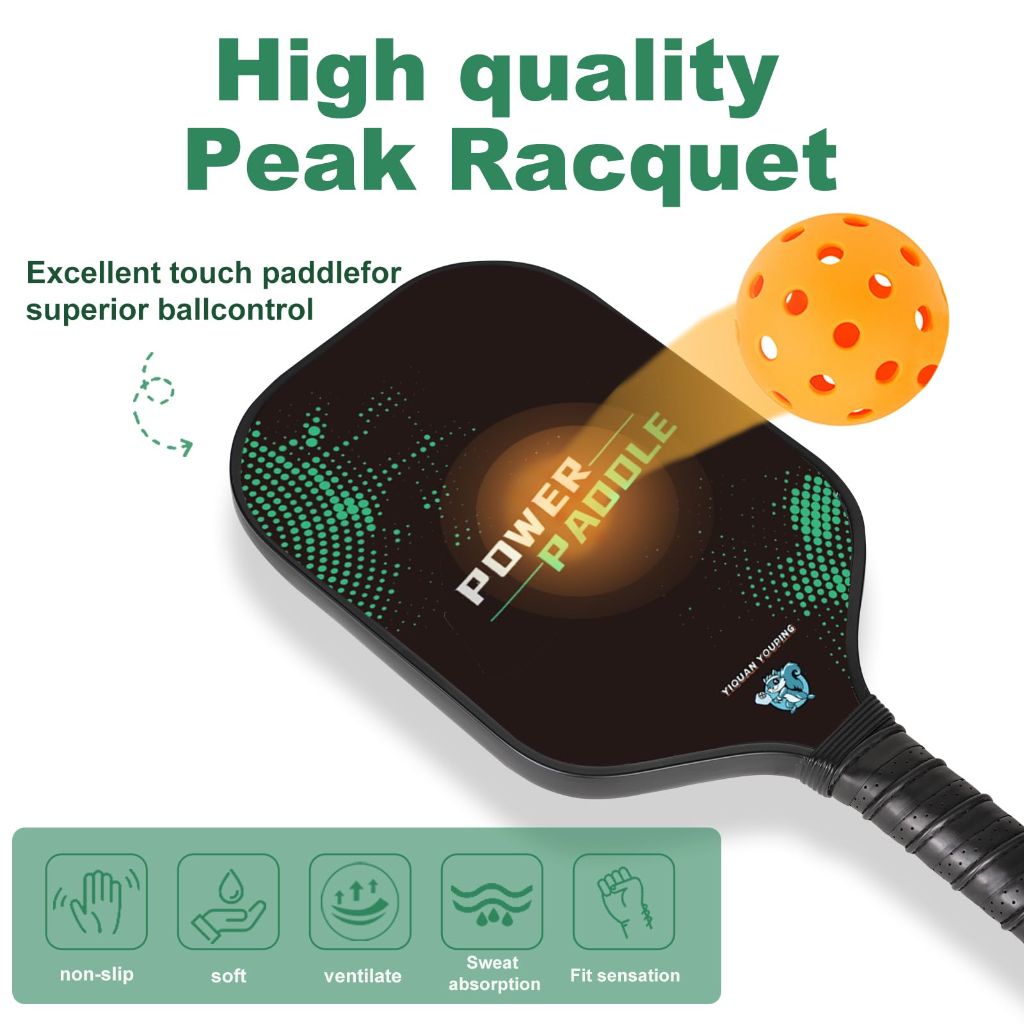 Carbon Fiber Pickleball Paddles - 16mm Shock-Absorbing Honeycomb Core & Anti-Slip Grip | Lightweight Racket for Beginners Professionals | Indoor Outdoor Tournament Use
