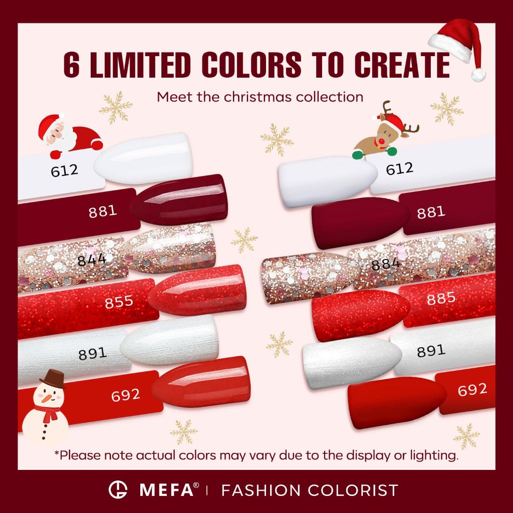 MEFA Red Gel Nail Polish Set 6 Colors