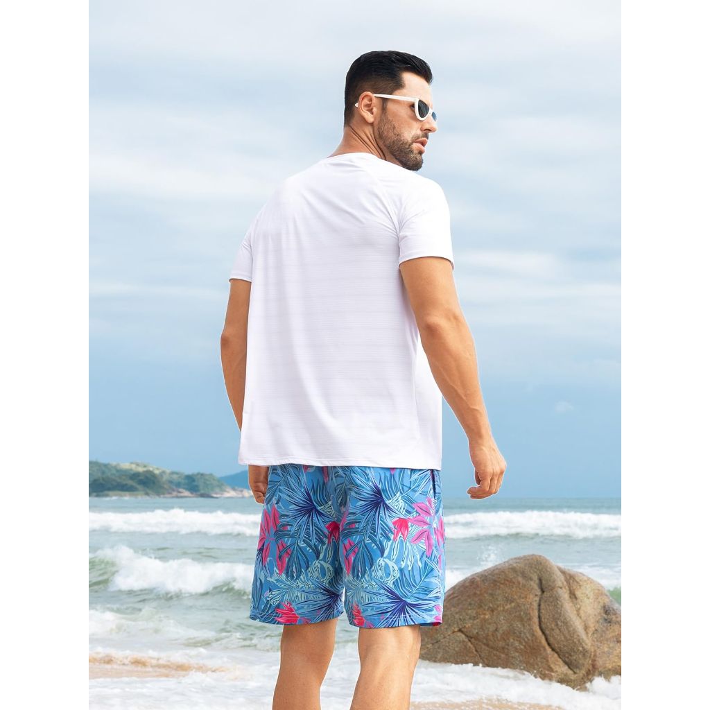 SZ L, Angel season Swim Shirt for Men Rash Guard Short Sleeve UPF 50
