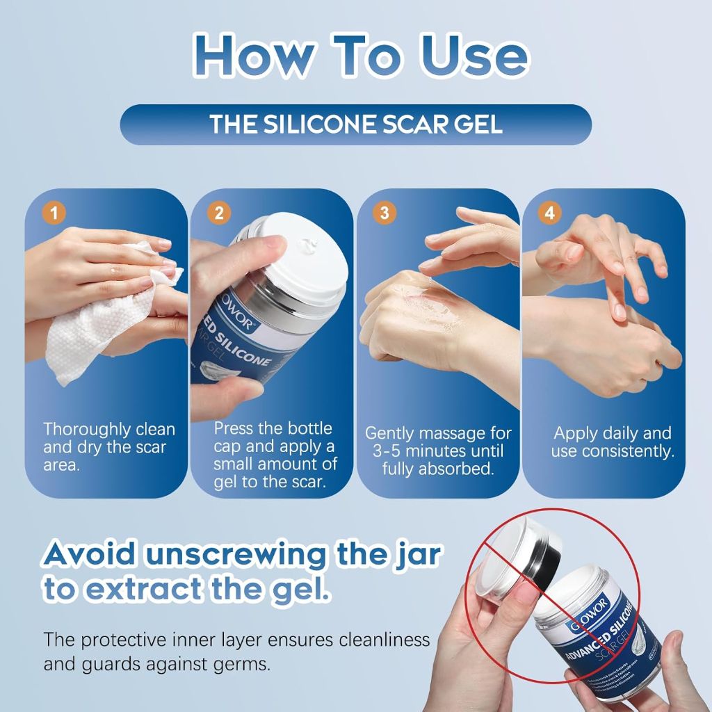 Glowor - Advanced Silicone Scar Gel for Face & Body – 3.53 oz (100g)