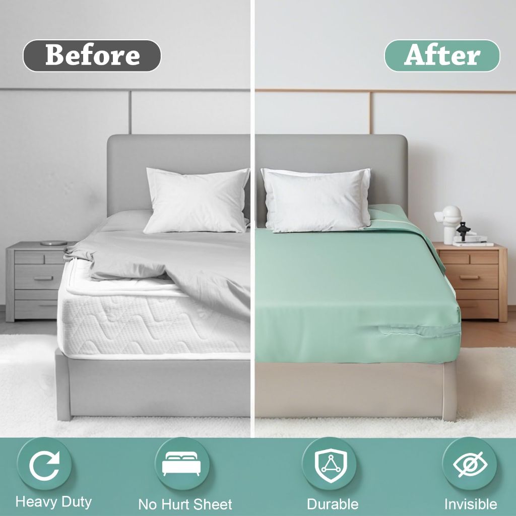 Dtsyteep Adjustable Fitted Bed Sheet Holders with Lock Strips