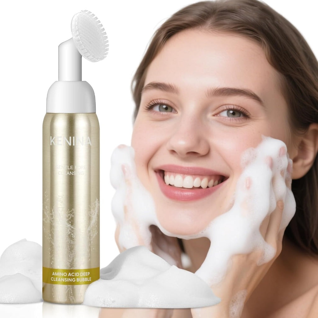 KENINA Turmeric Face Wash with Brush, Turmeric Foaming Facial Cleanser, PH Balancing Oil Control Pore Cleaner (130ML)