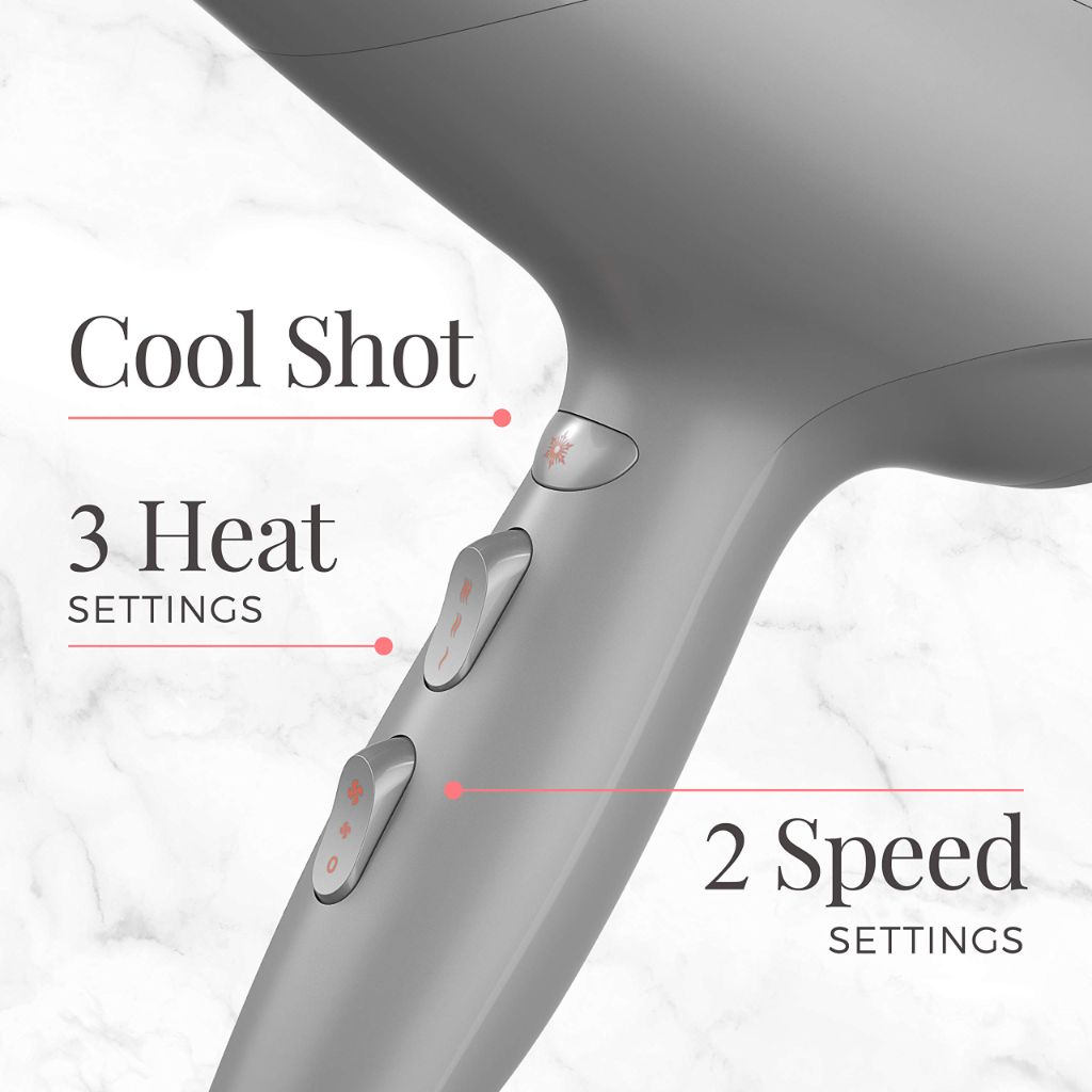 Remington Damage Protection Hair Dryer with Ceramic Ionic Tourmaline Technology & Diffuser - Gray