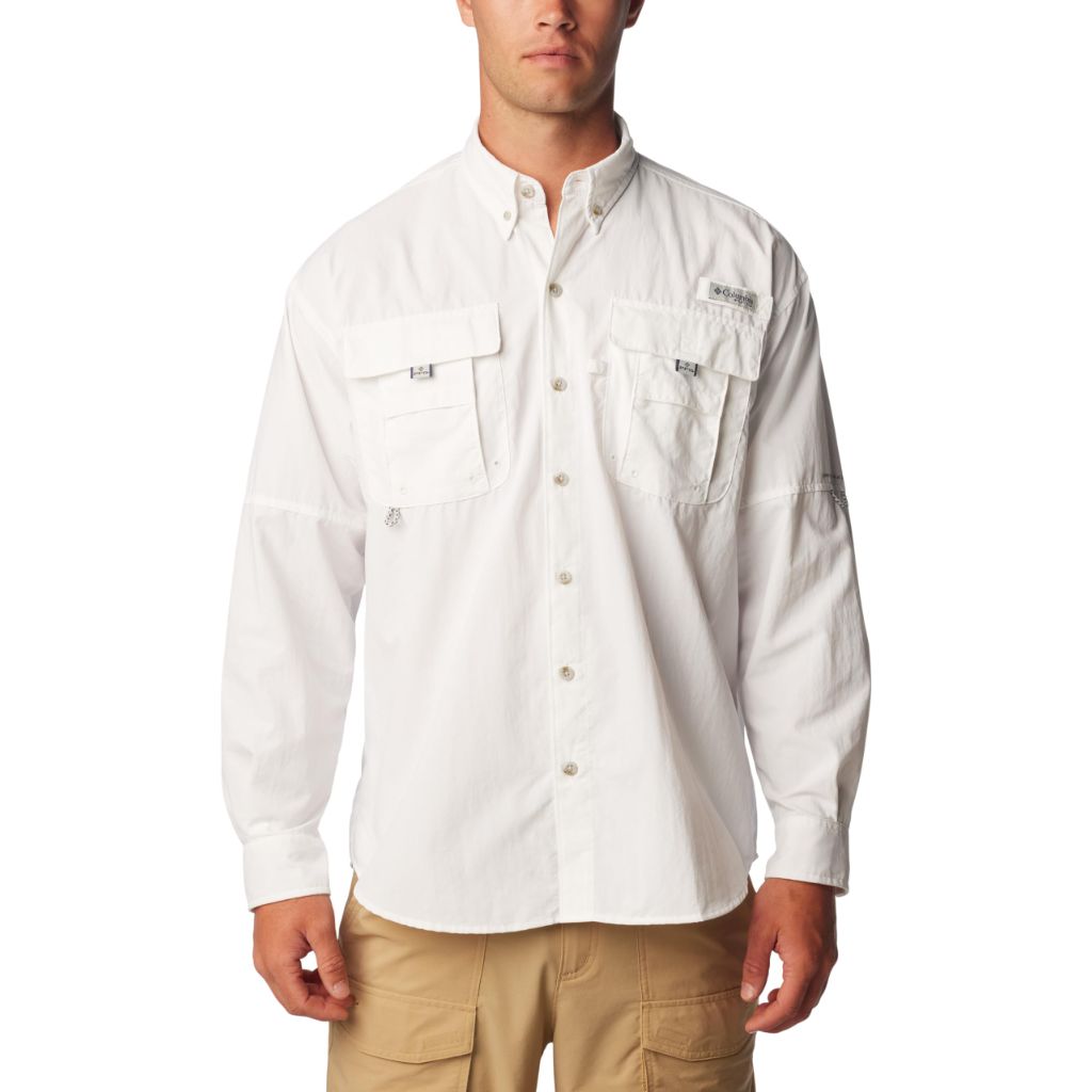 Columbia Men's Bahama II Long Sleeve Shirt, White, Large