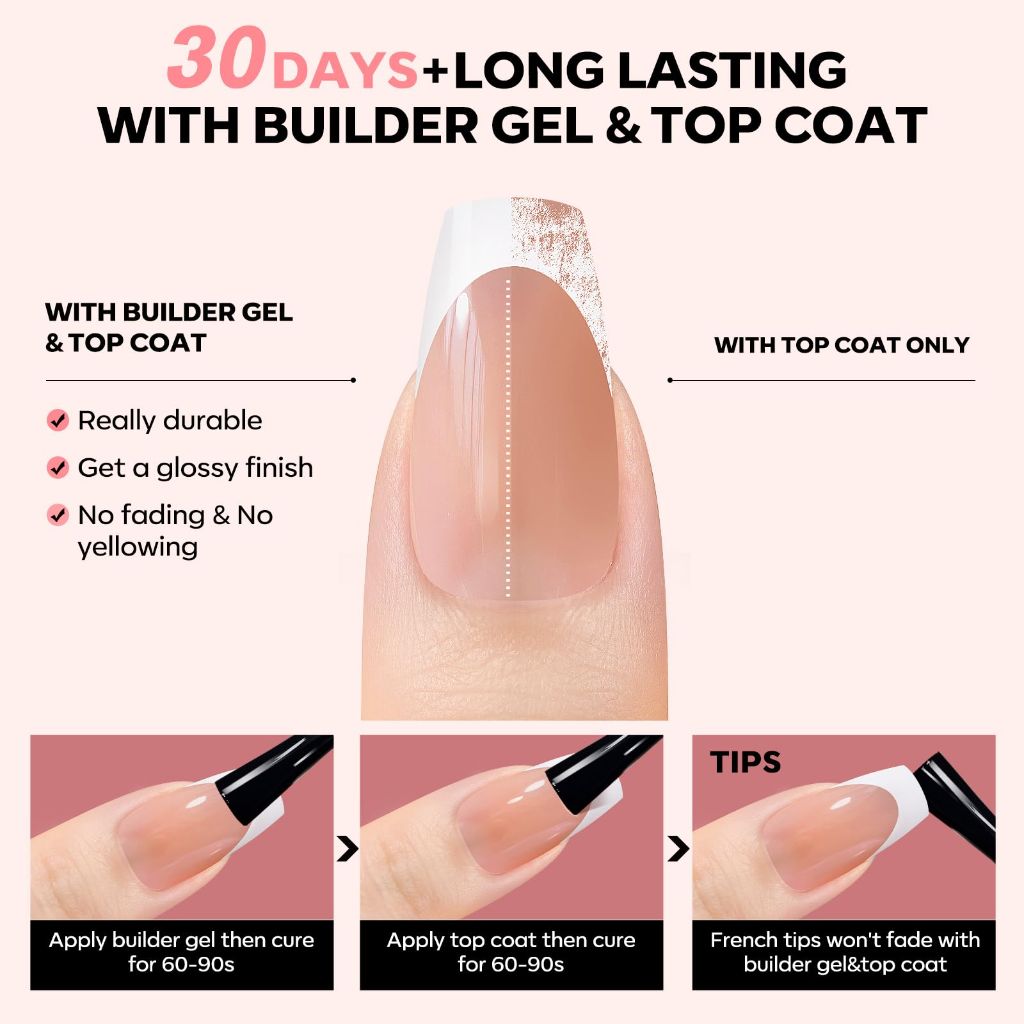 Modelones French Tip Press on Nails, 150Pcs Short Coffin(15 Sizes)