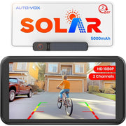 AUTO-VOX Solar Wireless Backup Camera with 5" 1080P Monitor: 5000mAh Battery 2 Mins DIY Installation & 2 Split Screen Back Up Camera, IP69K Waterproof Reverse Camera for Car, Van, SUV, Truck, Trailer