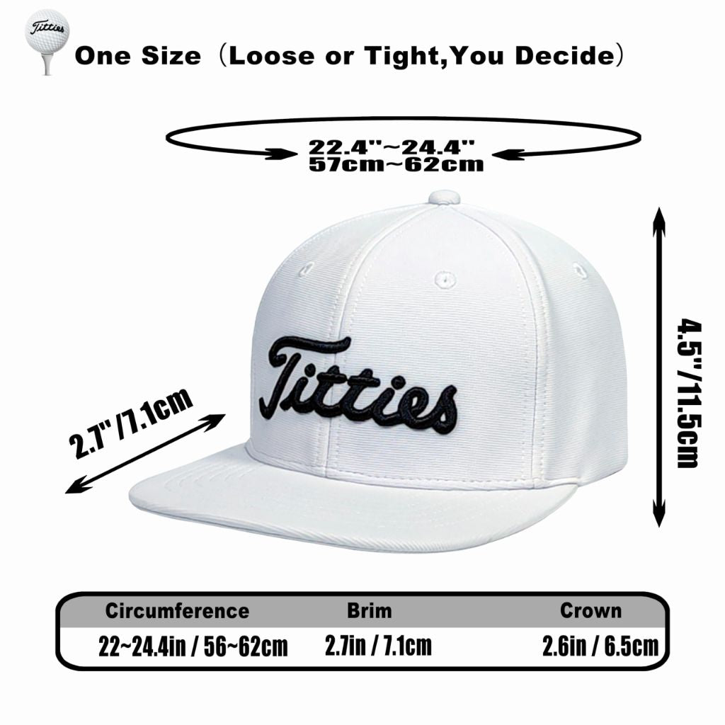 Bamveio Titties Golf Hats Flat Bill, White