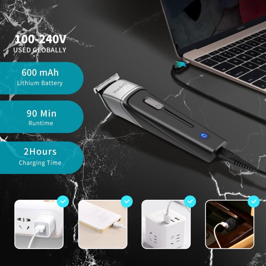 GEEGVV Haokry Beard Trimmer, Cordless Hair Clippers, Waterproof Body Mustache Nose Ear Facial Cutting Groomer, Electric Shaver 6 in 1 Grooming Kit for Men