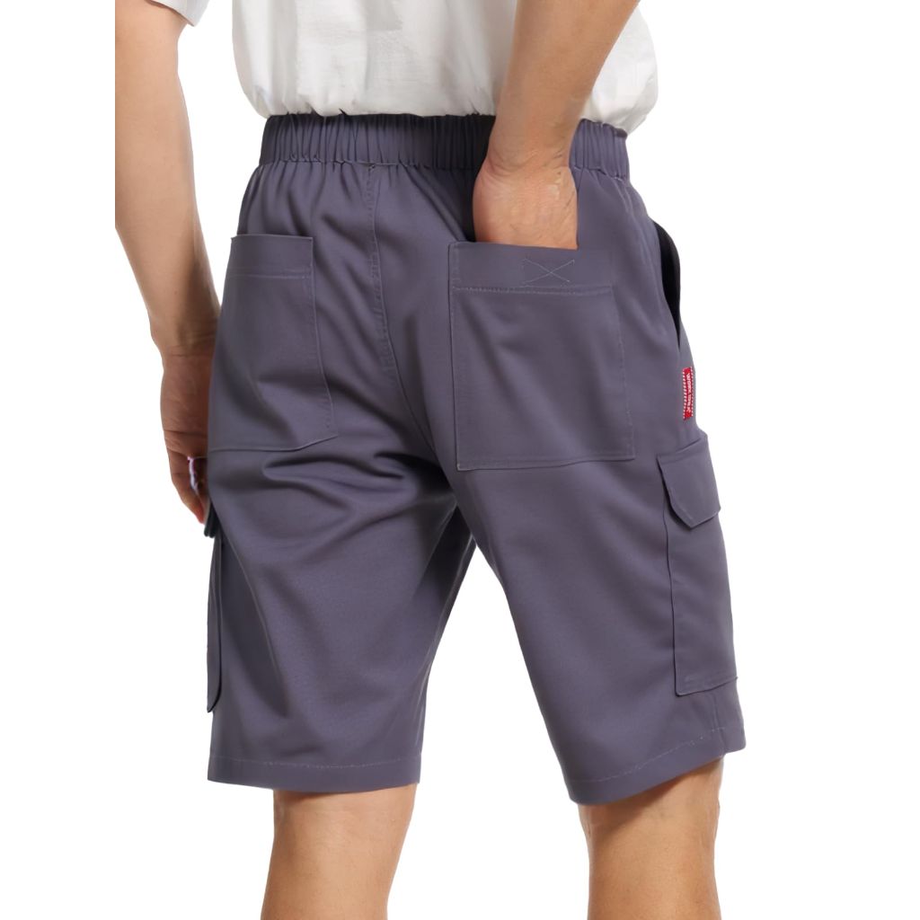 WORK IDEA Men's Cargo Shorts Cotton Drawstring Stretch Short Relaxed Fit, Grey, M