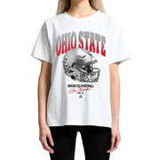 The Wild Collective Unisex Ohio State Silver Helmet Band Tee, Medium Vintage White