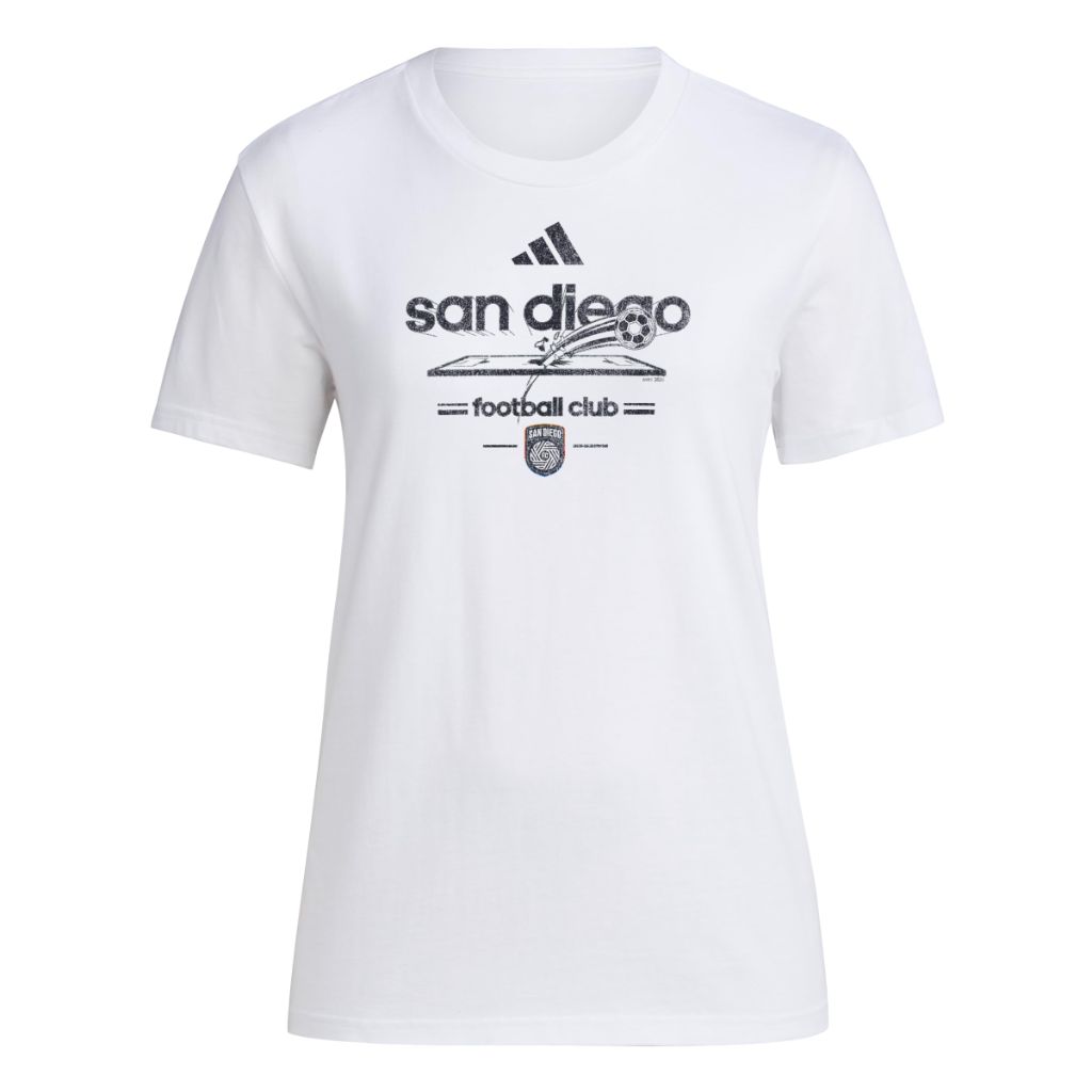 adidas Women's MLS Soccer Pre-Game Short Sleeve T-Shirt - San Diego FC, White (XXL)