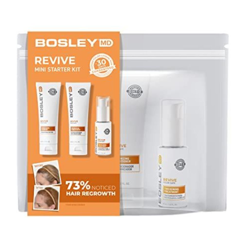 BosleyMD Revive Color Safe Hair Travel Kit: Includes Travel Sized Shampoo, Conditioner & Treatment
