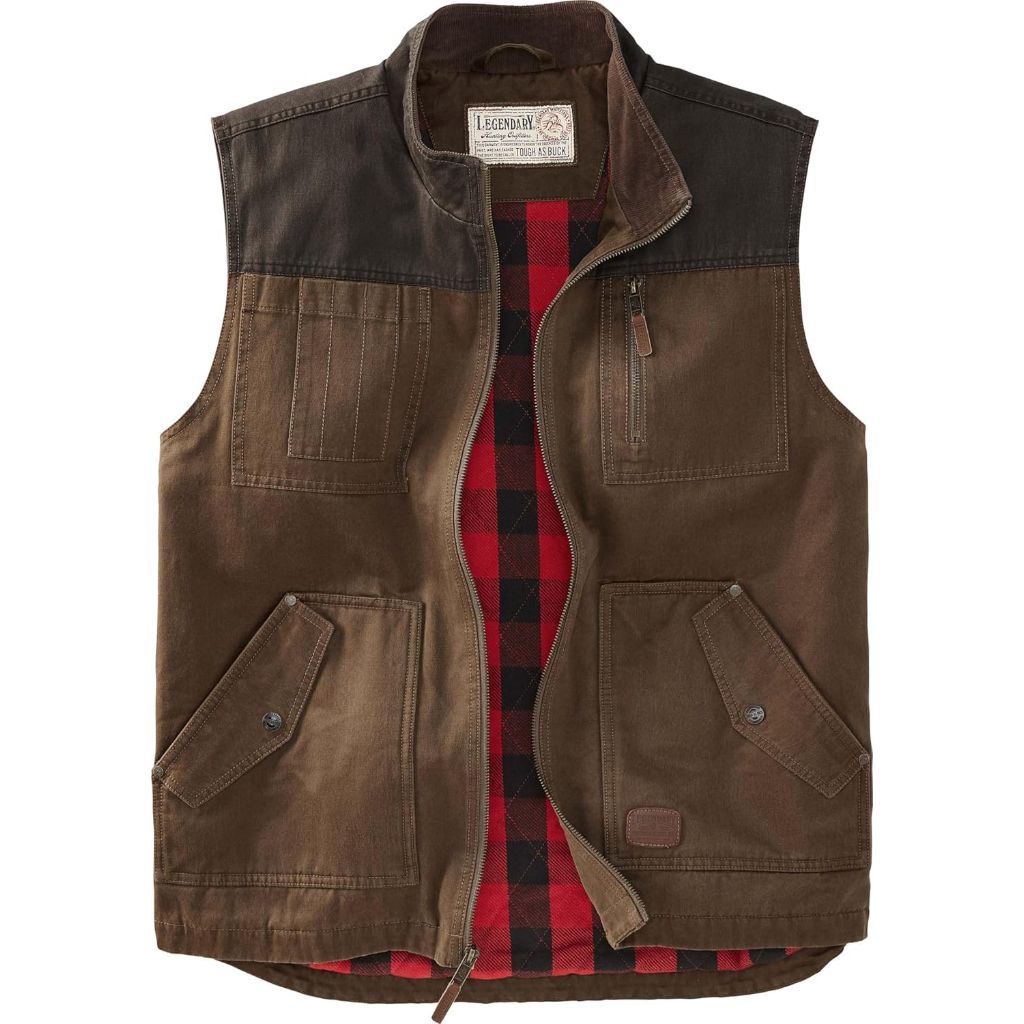 Legendary Whitetails Men's Tough as Buck Vest for Men, Work Flannel Lined Hunting Outerwear, Casual Western Insulated Zip Up, Rawhide, Medium