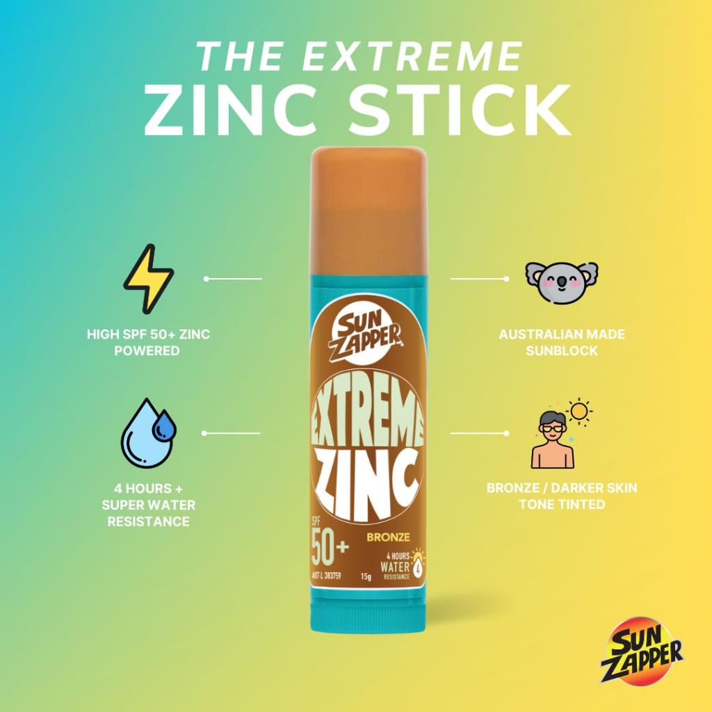 Sun Zapper Extreme Zinc Sunscreen Stick SPF 50+ Bronze – 15g (0.53 oz), Australian Made