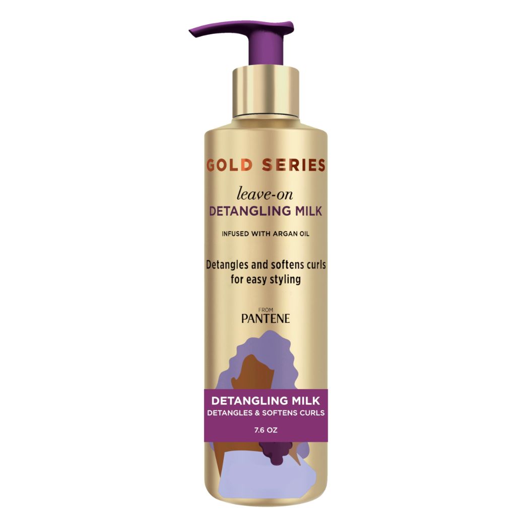 Pantene Gold Series Detangling Milk Hair Treatment for Curly Hair, Natural and Textured Hair, 7.6 Fl Oz
