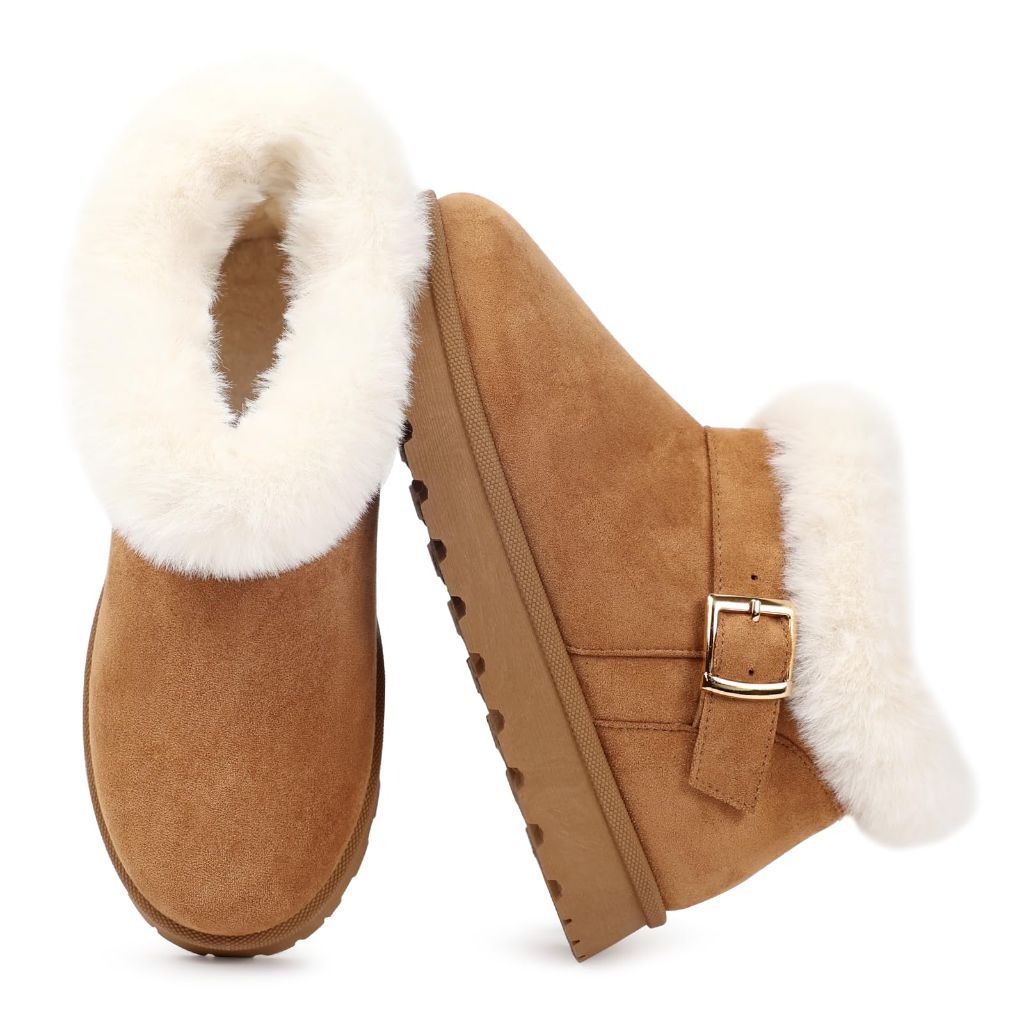 SZ 5.5 Goldnut Winter Mini Boots |Brown Faux Fur Lining