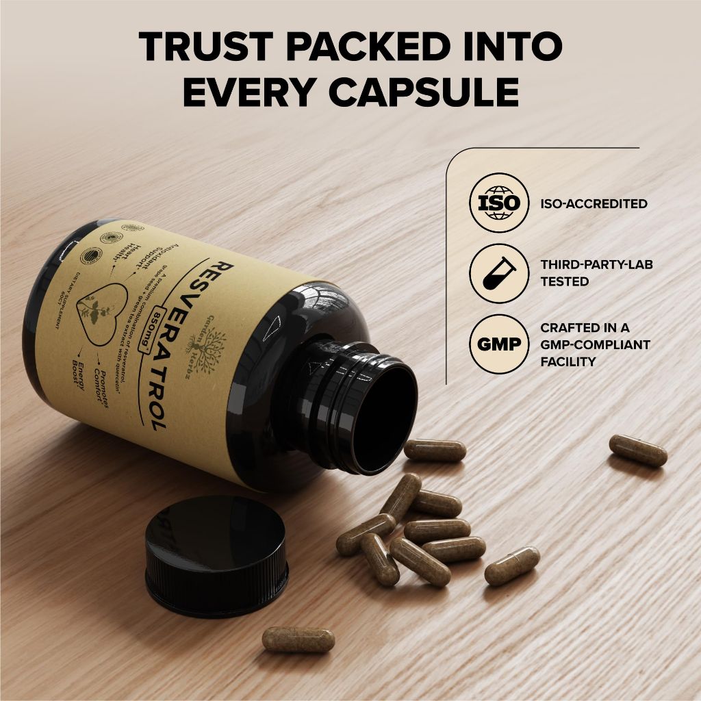 Garden of Herbz Quercetin & Resveratrol Supplement with Grape Seed – 425mg, 30Ct