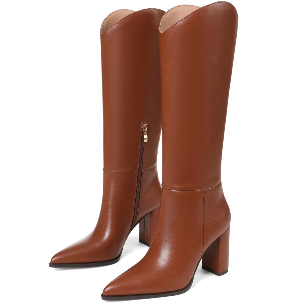 SaraIris Women's Brown Knee High Boots Wide Calf - brown size -10