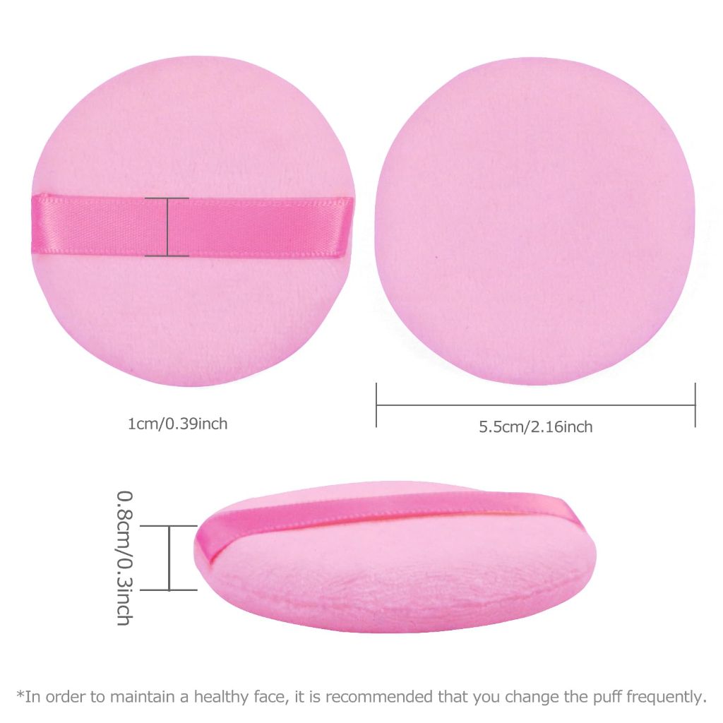 Flytianmy 9Pcs Powder Puffs, 2.16 Inch Round Face Makeup Puff for Body Loose Powder Beauty Makeup Tool Pink