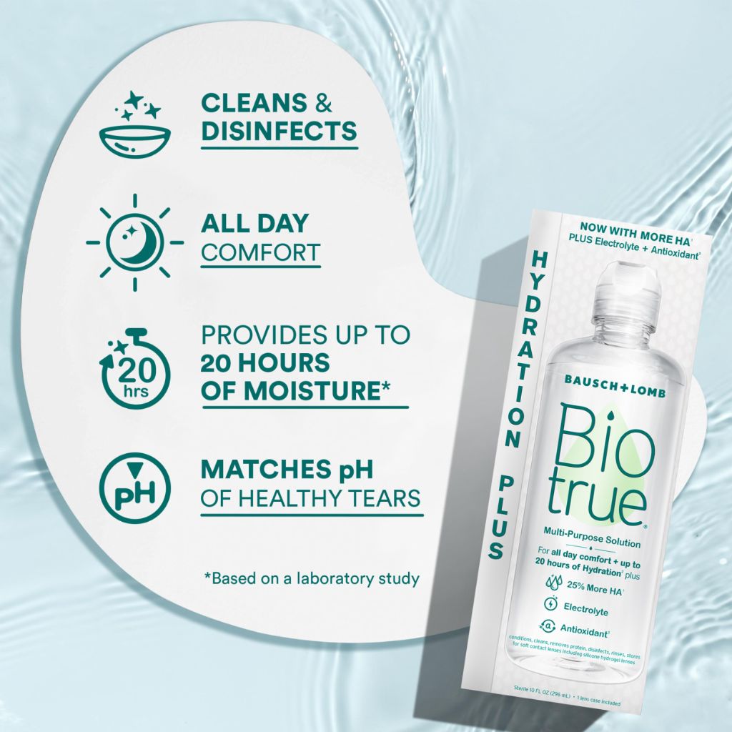 Biotrue Hydration Plus Contact Lens Solution with Lens Case 10 Fl Oz