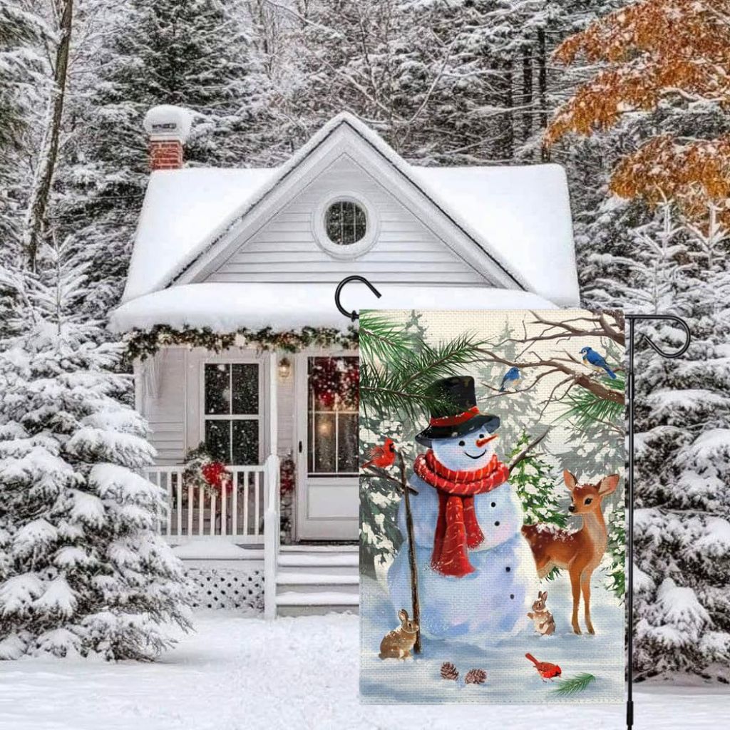 ARGOOFG Double Sided Winter Snowman Garden Flag (12" x 18")