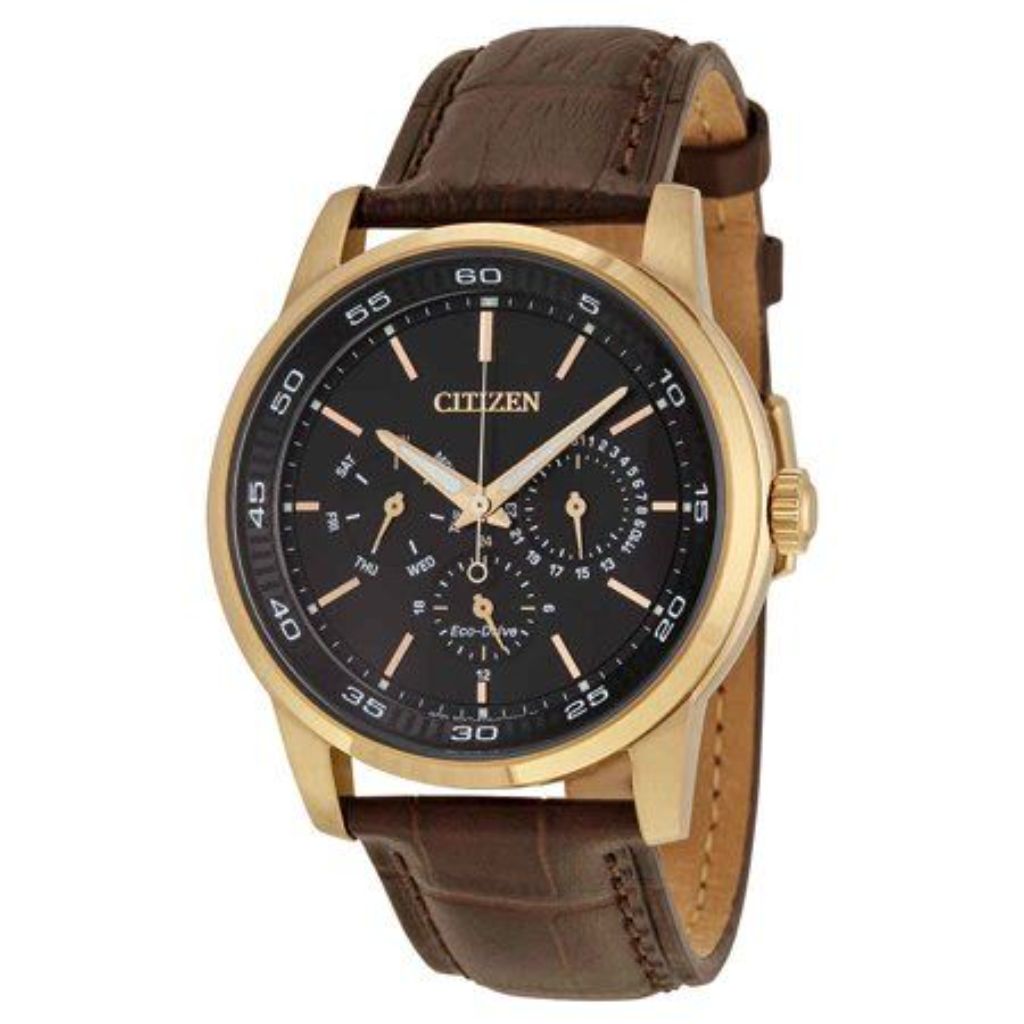 Citizen Men's Eco Drive Corso Brown/Gold Leather 44mm Watch, BU2013-08E
