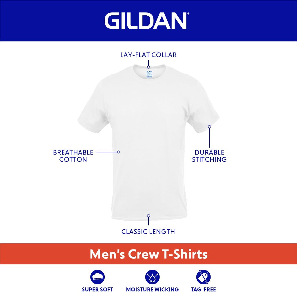 Gildan Men's Crew T-Shirts - Black/Sport Gray/Charcoal, Large (5 Pack)