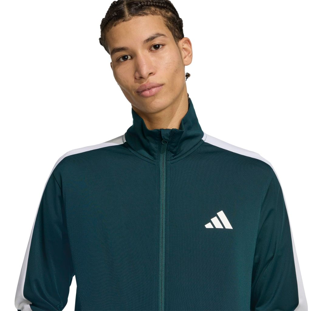SZ S, Adidas Men's 3-Stripes Tricot Colorblock Track Top, Aurora Ivy/White