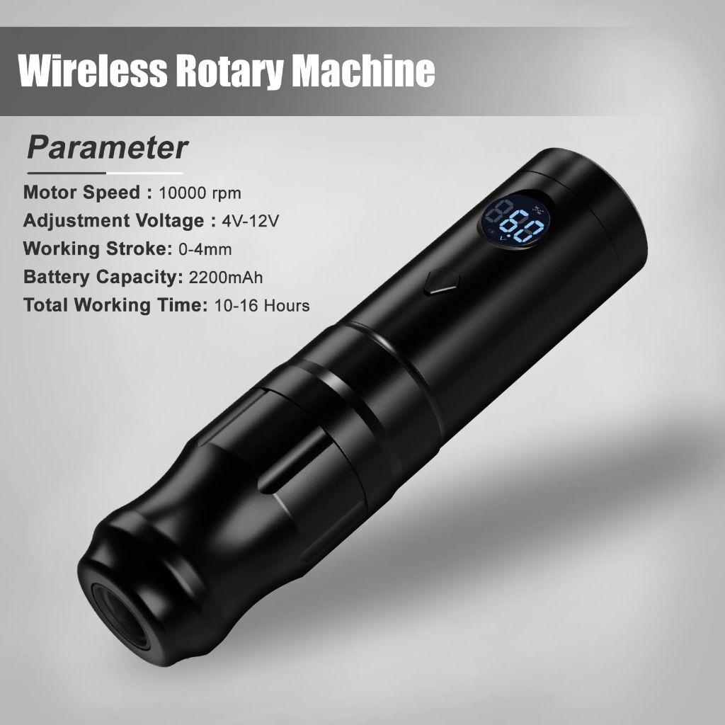 Blackbudda Wireless Tattoo Machine, with Magnetic Levitation (Two batteries, Black)
