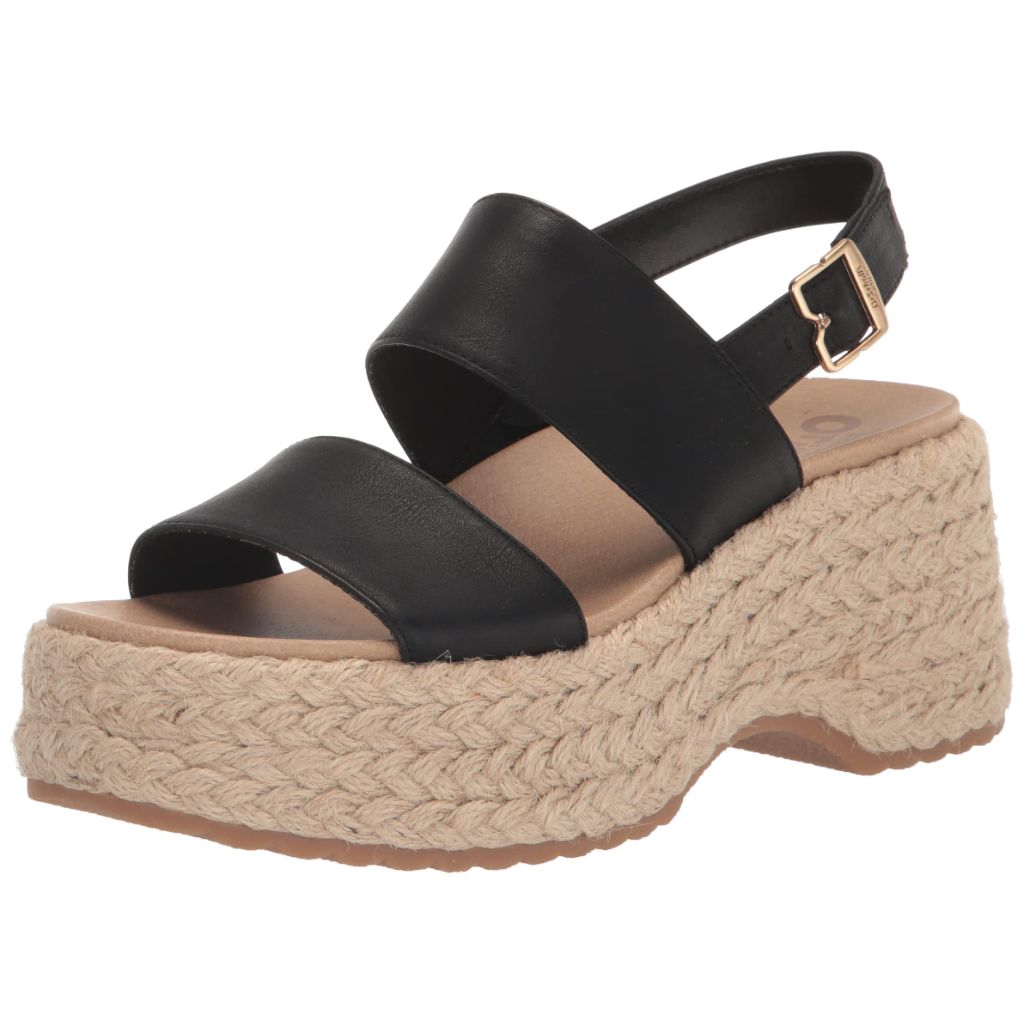 Dr. Scholl's Womens Delaney Espadrille Wedge Sandal, Black - size 7.5M