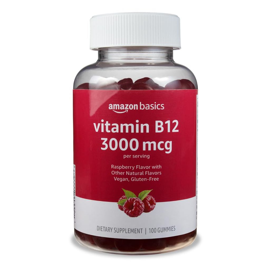 Amazon Basics Vitamin B12 3000 mcg Gummies - Raspberry, 100ct