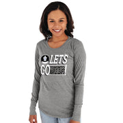 SZ L, Blue 84- Toronto Maple Leafs Women's Tri-Blend Long Sleeve T-Shirt Gray
