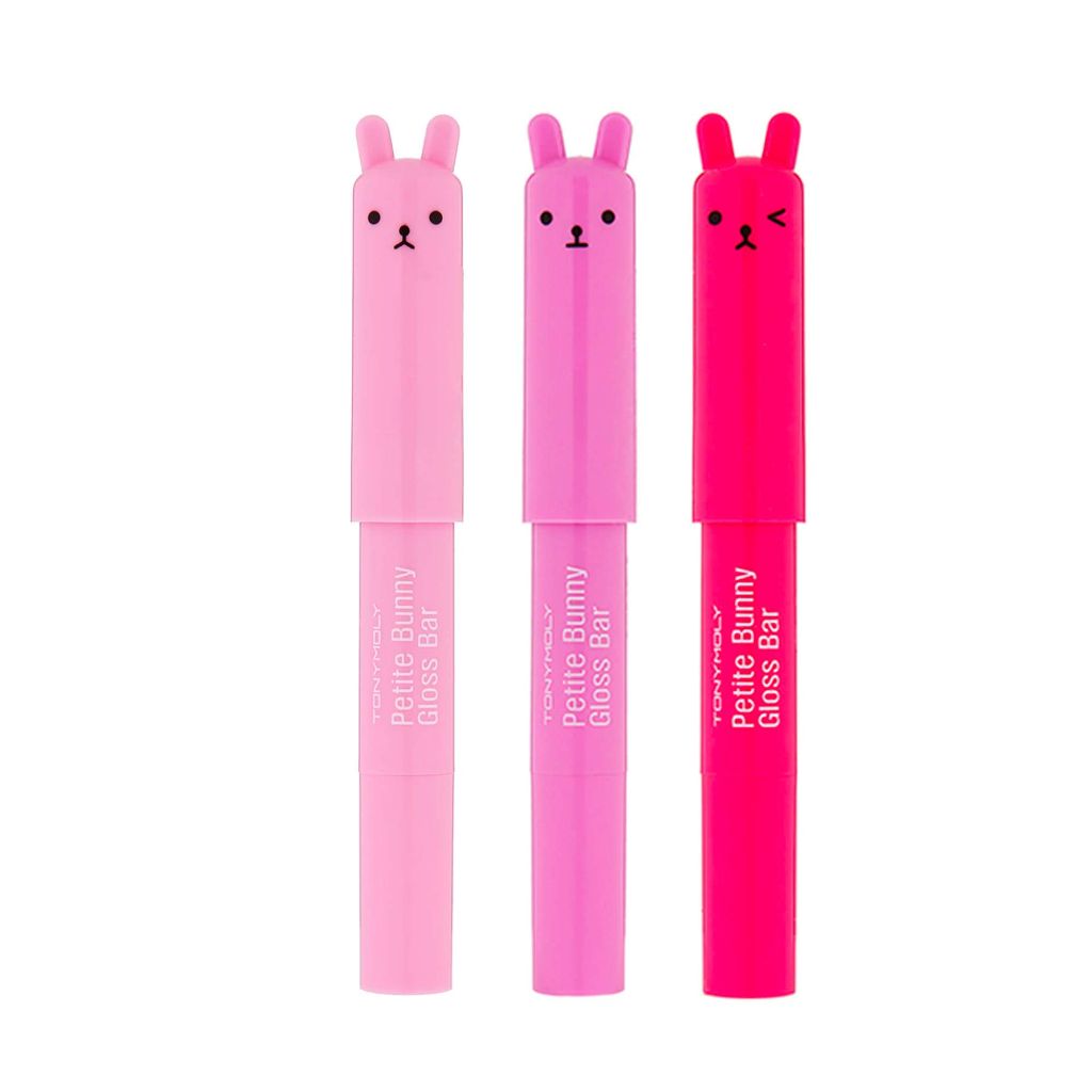 TONYMOLY Petit Bunny Lip Gloss 3 Pack – Hydrating Korean Lip Crayon with Vitamin E, Moisturizing & Glossy Finish