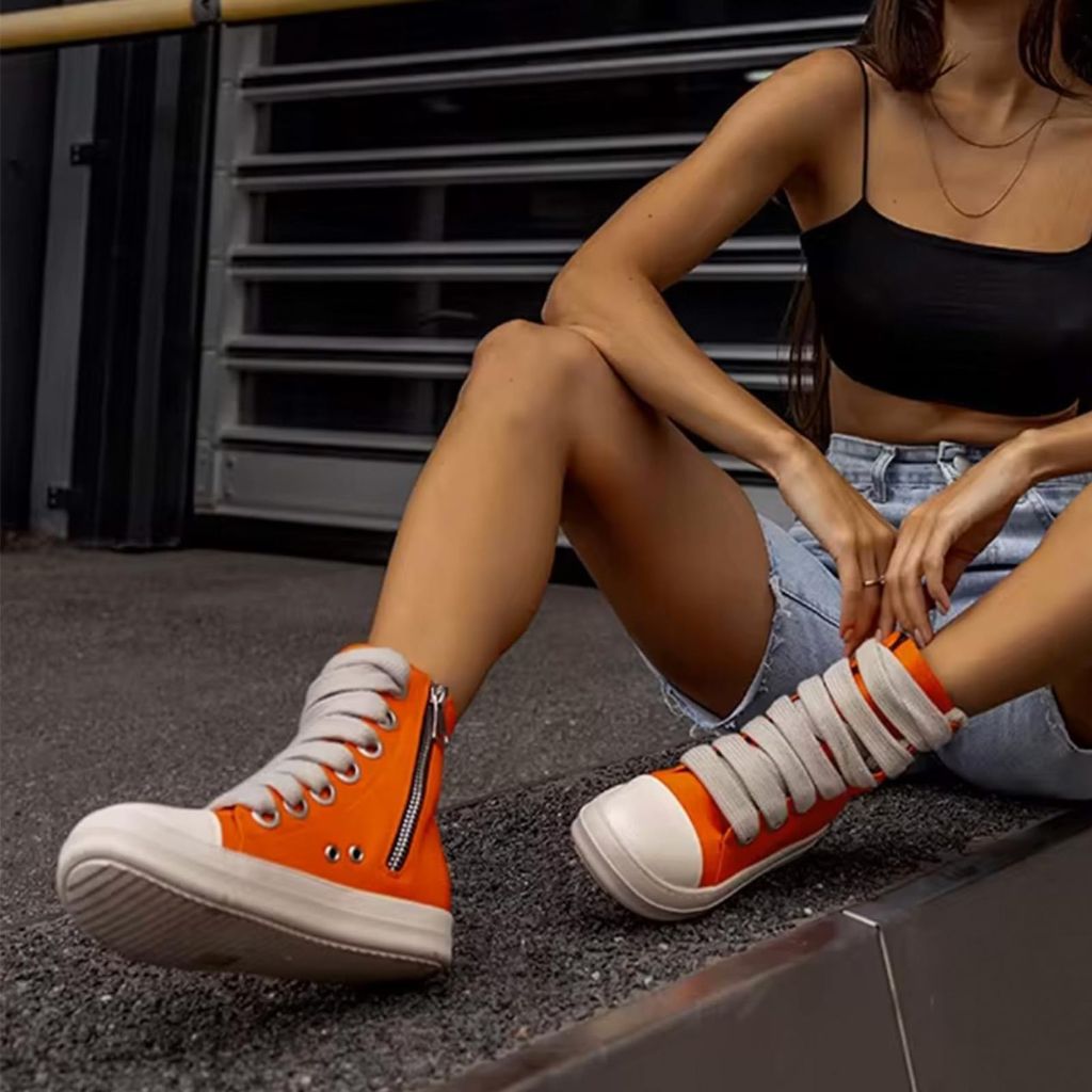 IMPREMEY Women's High-Top Sneakers, Orange - size 39