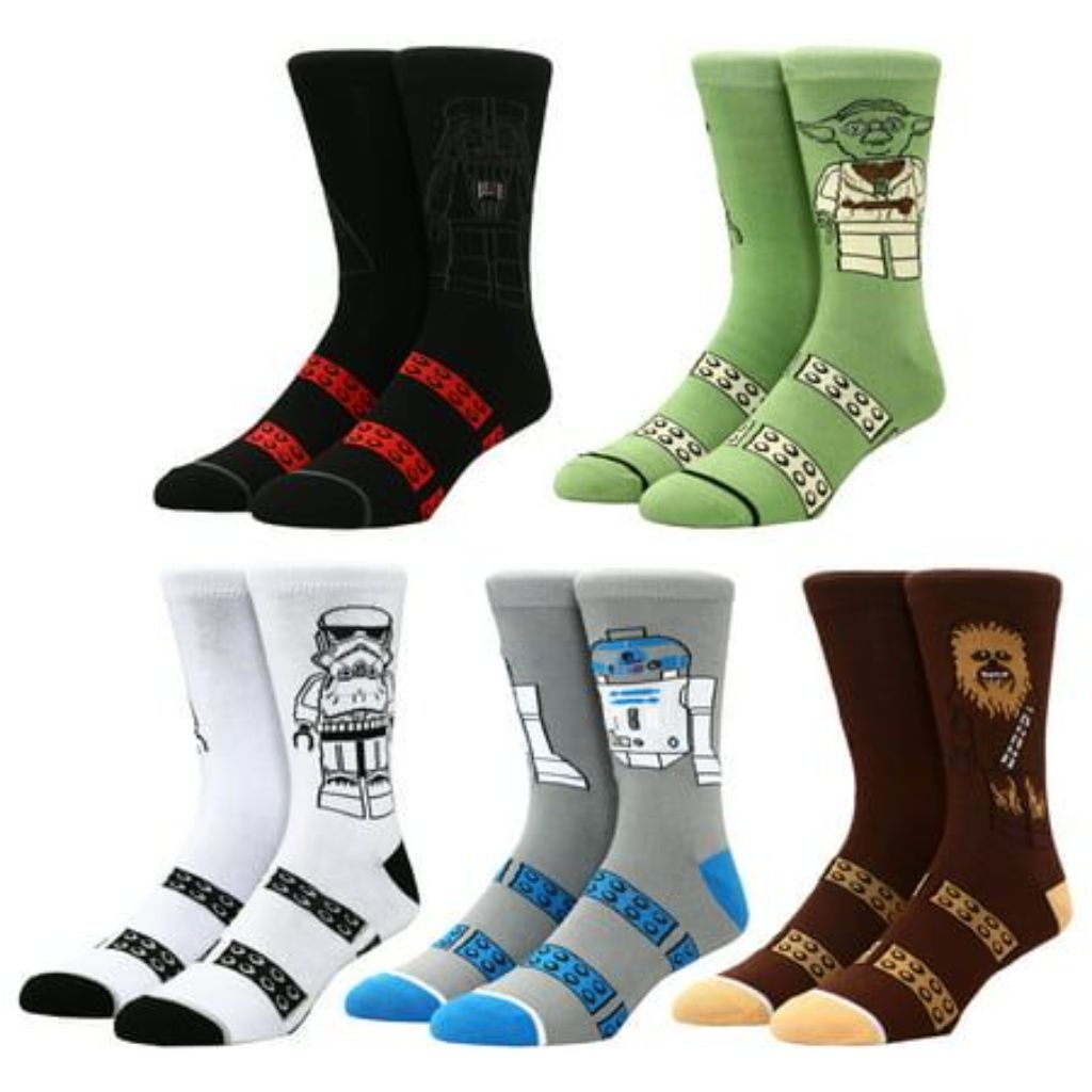 Lego X Star Wars Character Minifigs Men’s 5-Pack Crew Socks, Men's 8-12