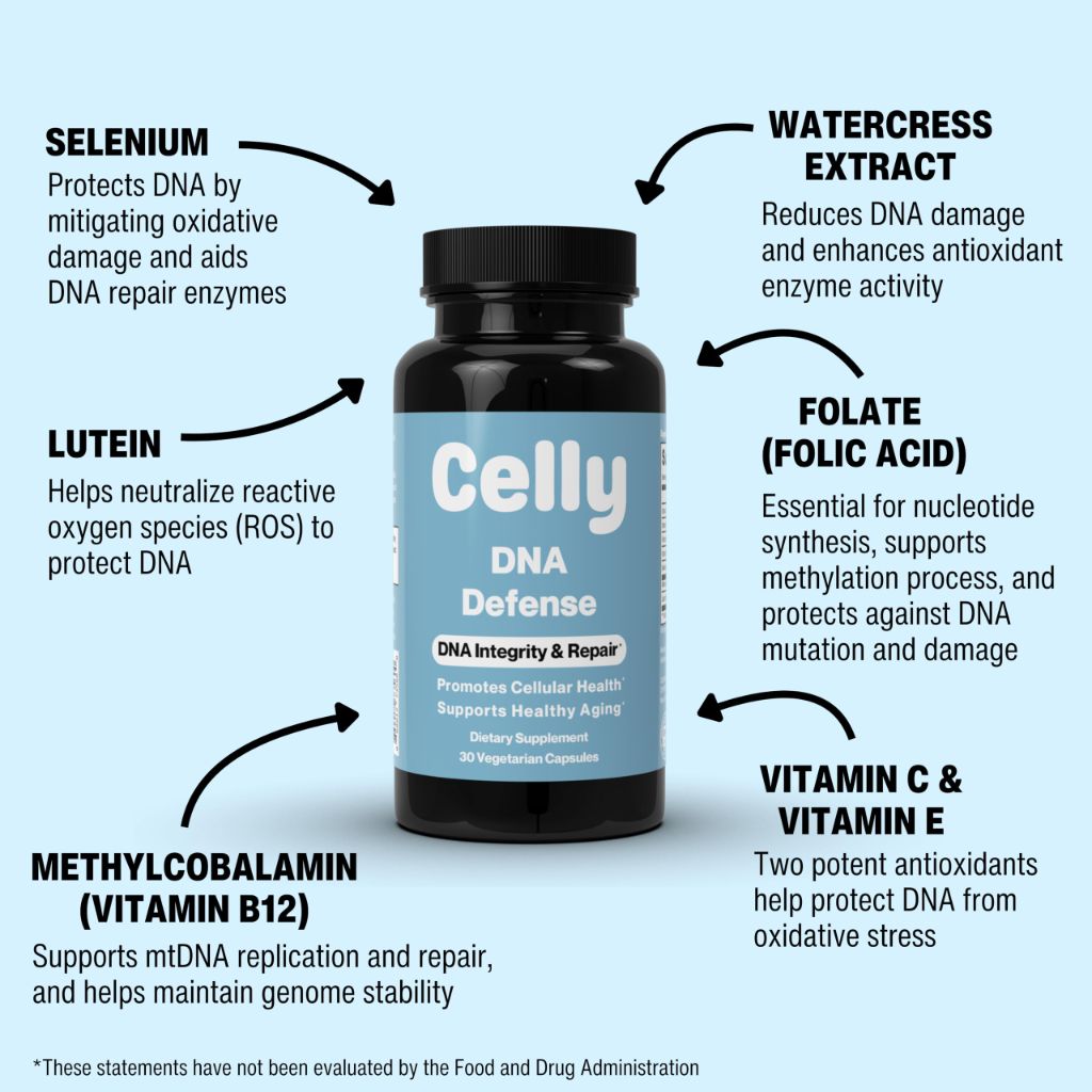 Celly DNA Defense | Longevity Supplement for Healthy Aging and Cellular Health - 30 Servings