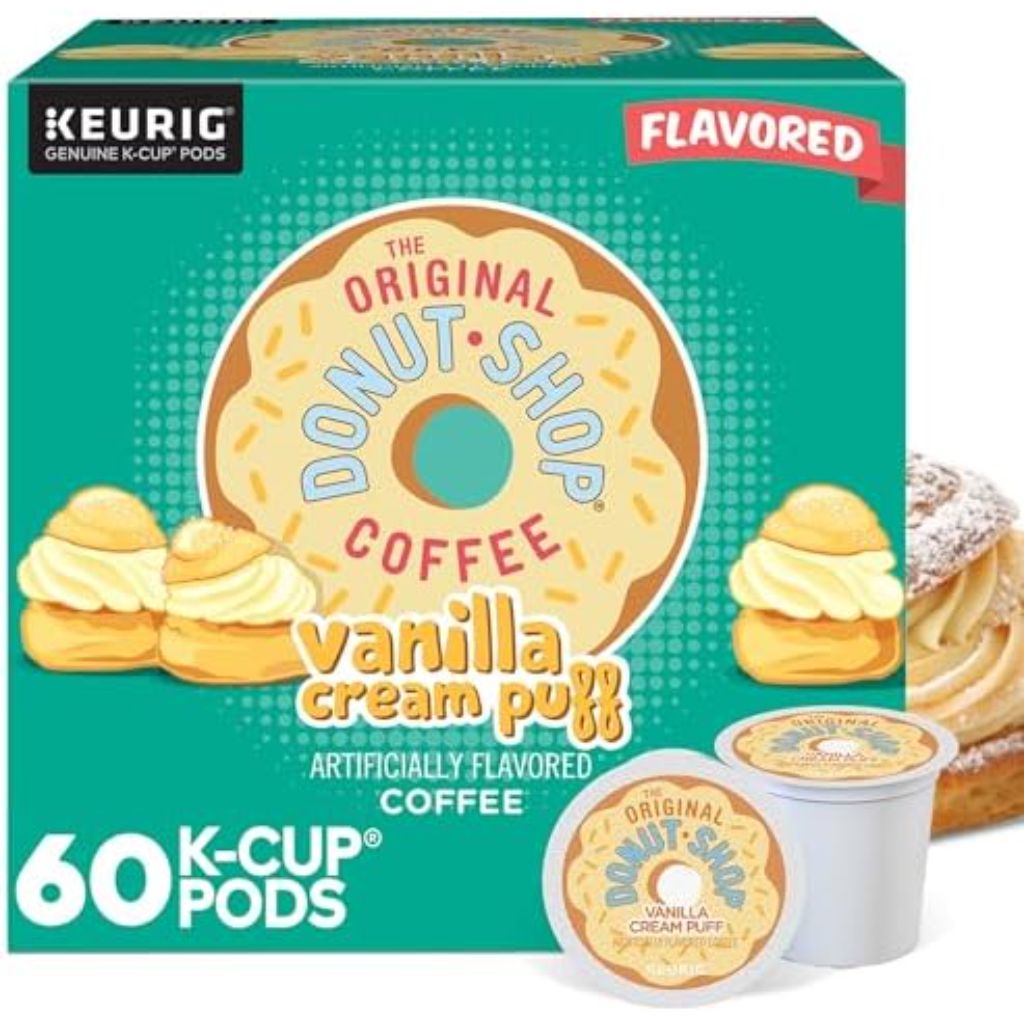 The Original Donut Shop Vanilla Cream Puff Coffee,  Medium Roast Coffee, 60 Count, (6 Packs of 10)