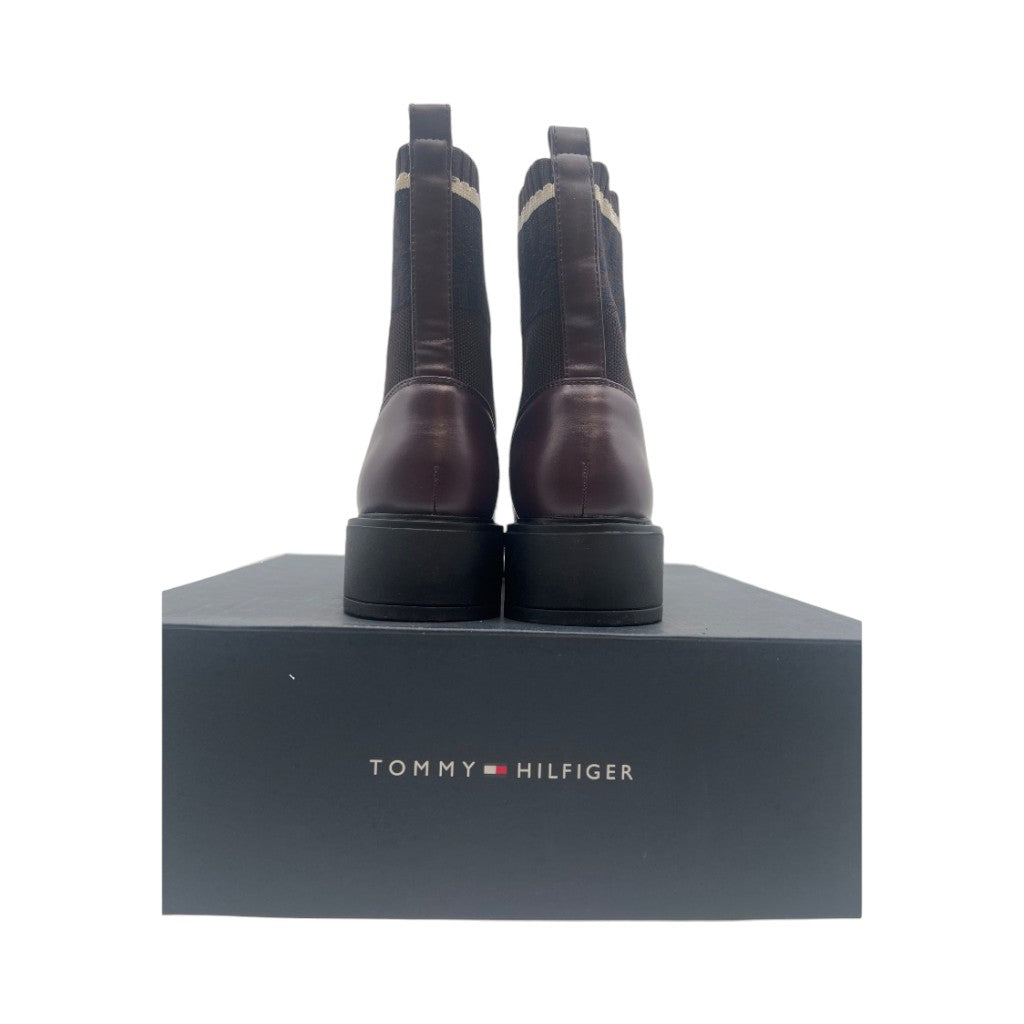 Tommy Hilfiger Women's Tesse Logo Lace-up Combat Boots, Size 6.5, Brown