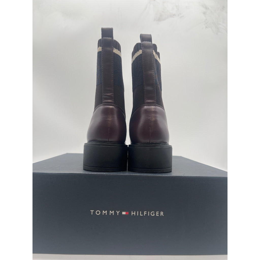 Tommy Hilfiger Women's Tesse Logo Lace-up Combat Boots, Size 6.5, Brown