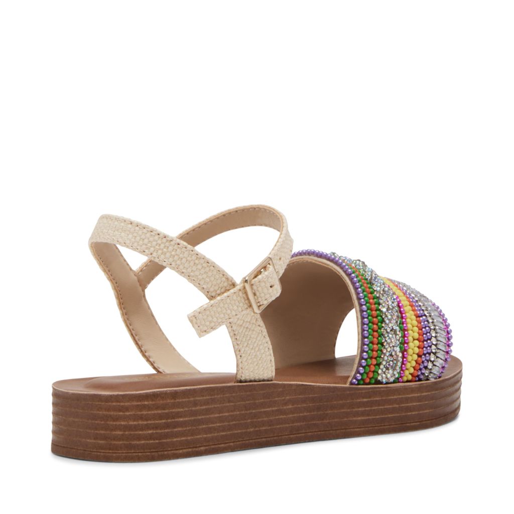 SZ 4, Steve Madden Girl's Trim Sandal, Bright Multi