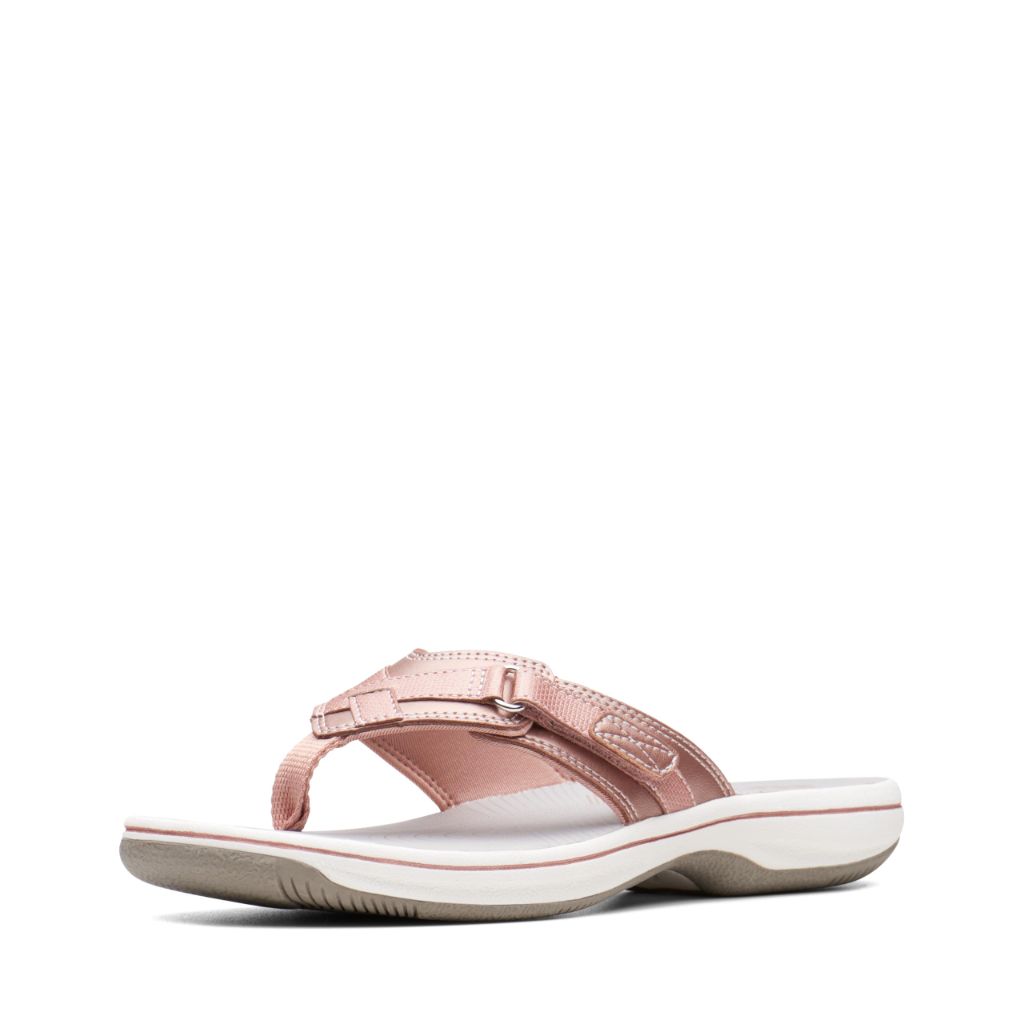 Clarks Women's Breeze Sea Flip-Flop - Rose Gold Synthetic, Size 7