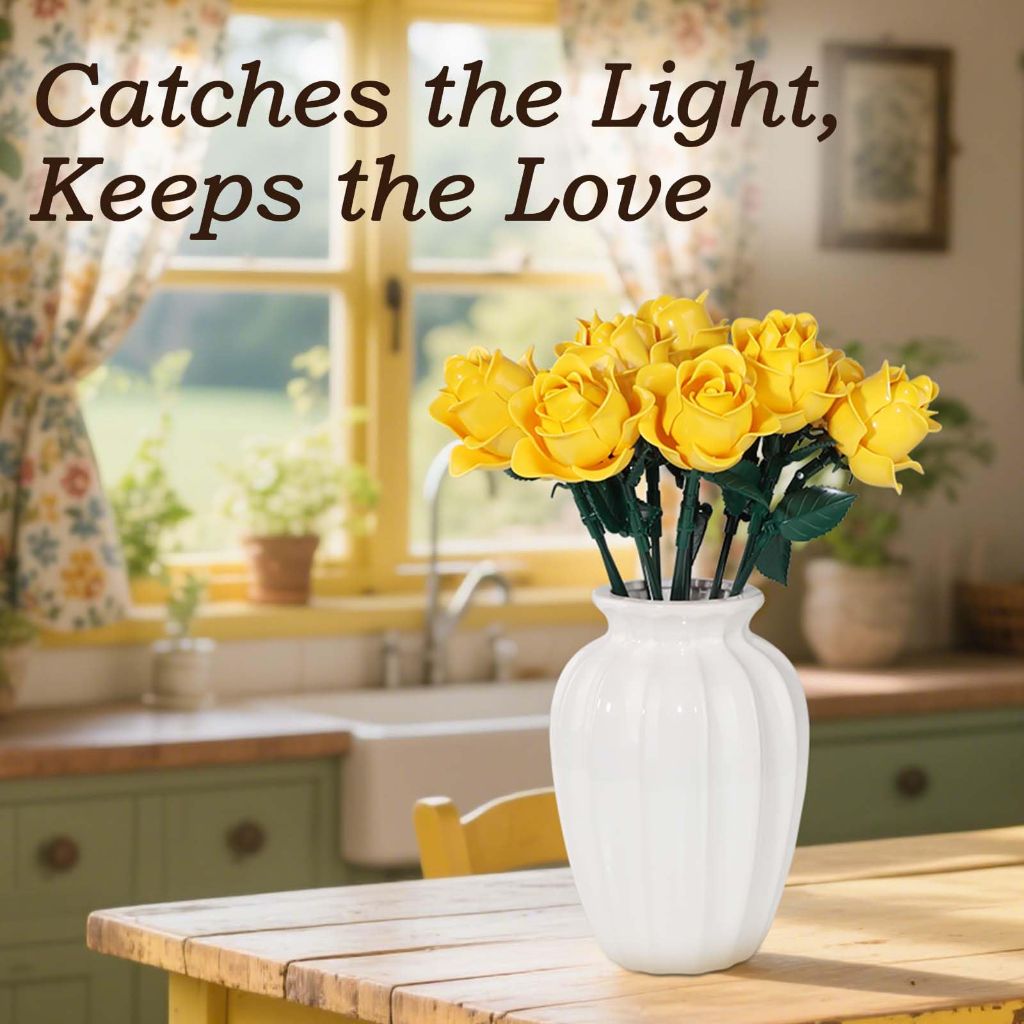 HAYXUN 12 Yellow Roses Bouquet Set 11017, 585 Pieces