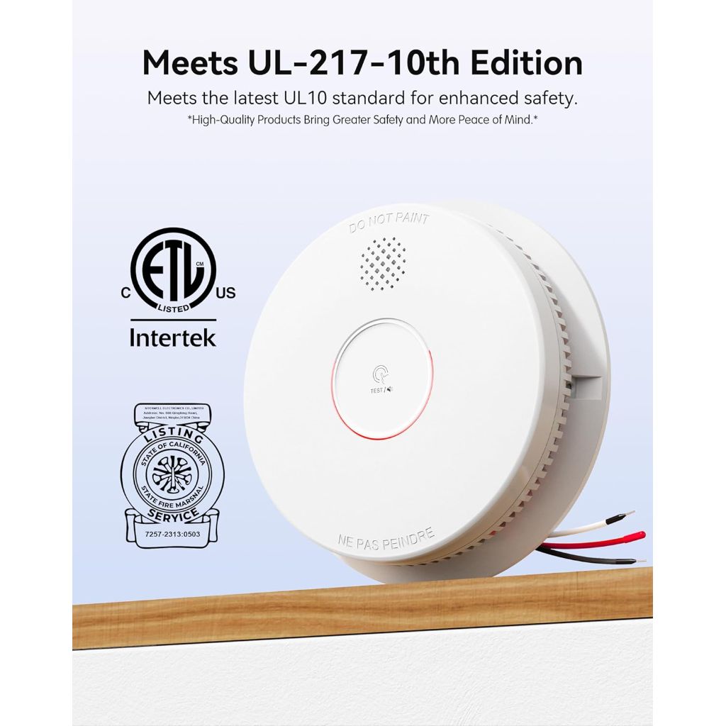 SITERWELL Hardwired Interconnected Photoelectric Smoke Detector,  UL217-10th Listed, GS562A, 8 Packs