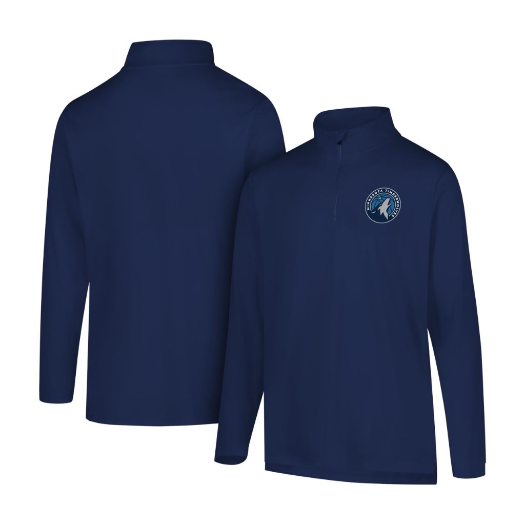 Ultra Game NBA Official Men’s Quarter Zip Long Sleeve Pullover T-Shirt - Unisex, Minnesota Timberwolves, Team Color, X-Large
