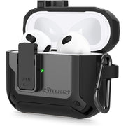 Nillkin for Airpods 3 Case Cover with Secure Lock, One Press Auto Pop,Military Grade Armor Solid, Full-Body Hard Shell Protective Cover with Keychain for AirPod 3rd Generation 2021 case