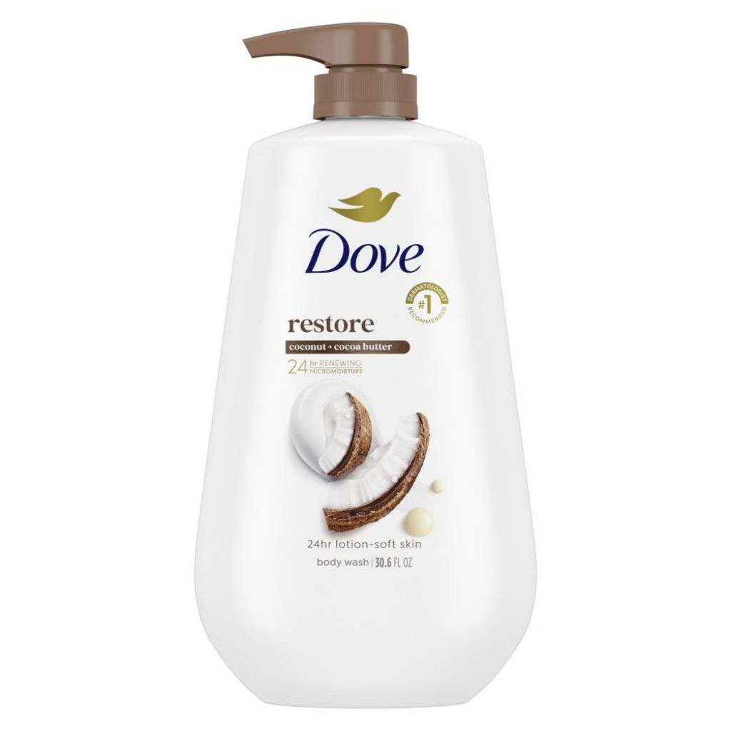 Dove Restoring Gentle Body Wash for Women Coconut & Cocoa Butter  30.6 oz with Pump