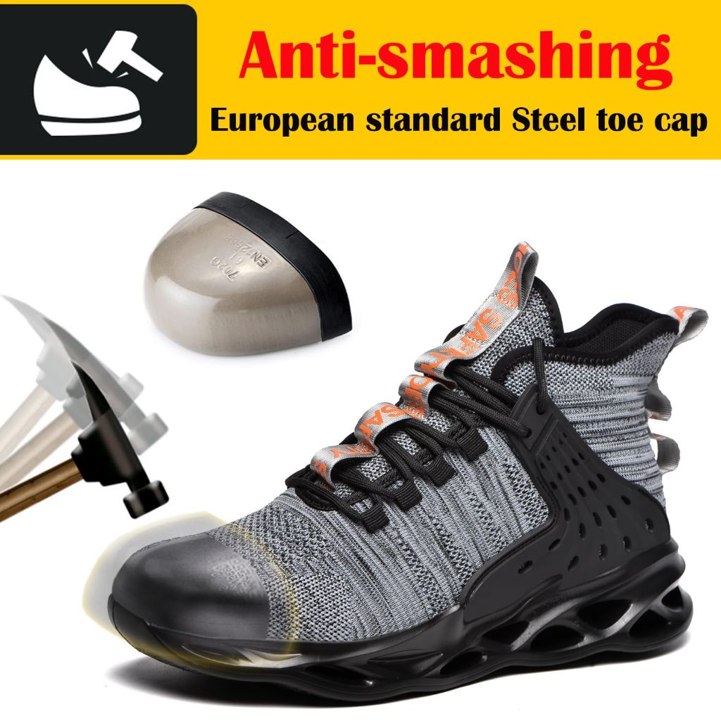 SZ 6, Kaximd Steel Toe Shoes for Men Women Lightweight | Grey