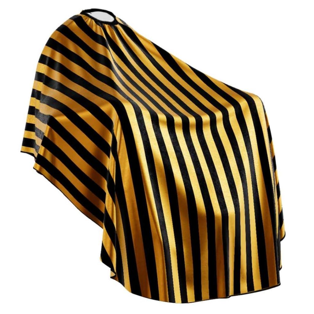 Professional Barber Cape - Hair Cutting Cape with Adjustable Neck Closure, - Gold Stripe