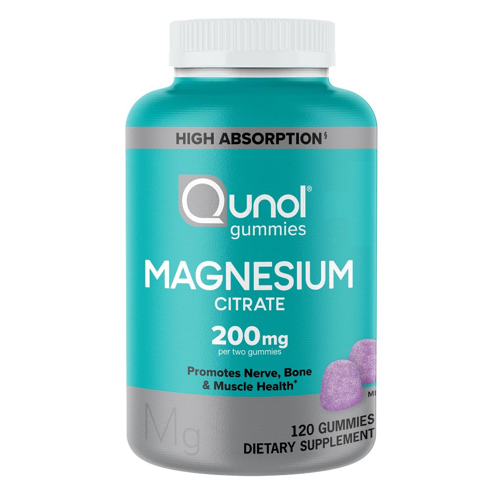 Qunol Magnesium Gummies for Adults, 200mg Elemental Magnesium (from 1,750mg Magnesium Citrate) 120 Count