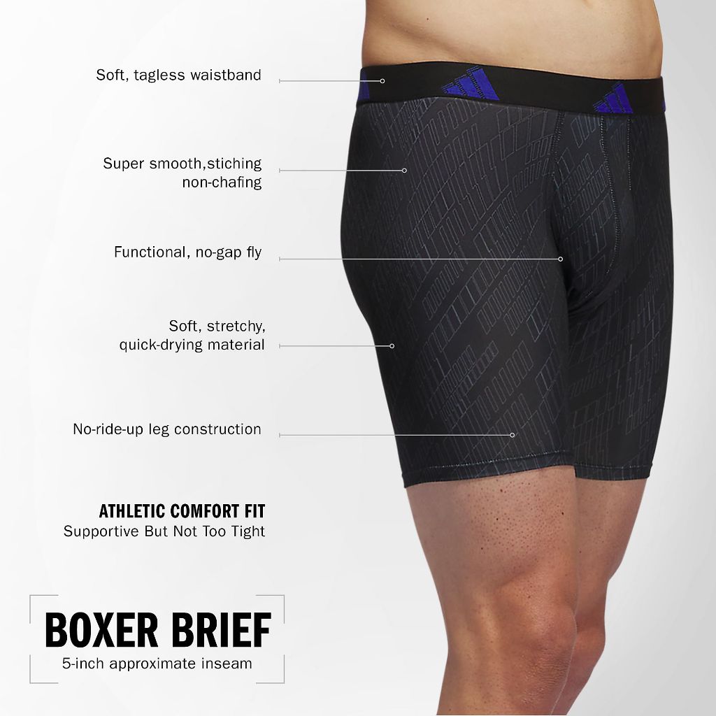 Adidas Mens Microfiber Boxer Briefs Underwear (3pk) - size M